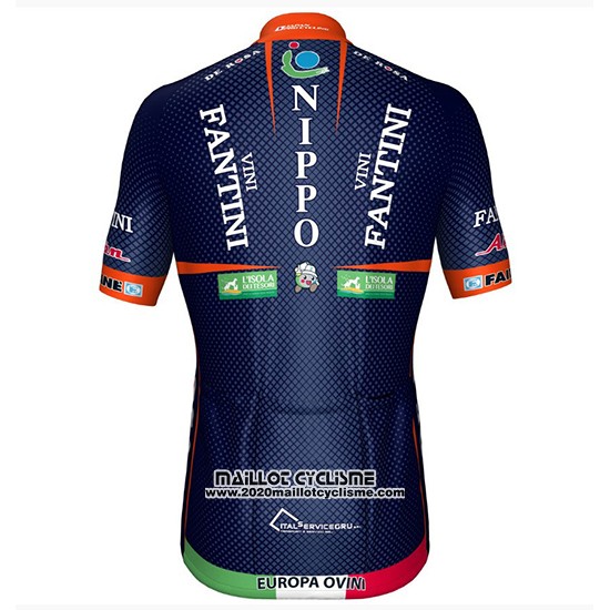2018 Maillot Ciclismo Nippo Vini Fantini Europe Ovini Fonce Bleu Manches Courtes et Cuissard